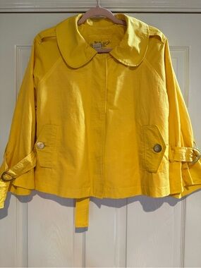 Live a Little Yellow Utility Jacket Large Bell Sleeve D-Ring Cuffs Lightweight